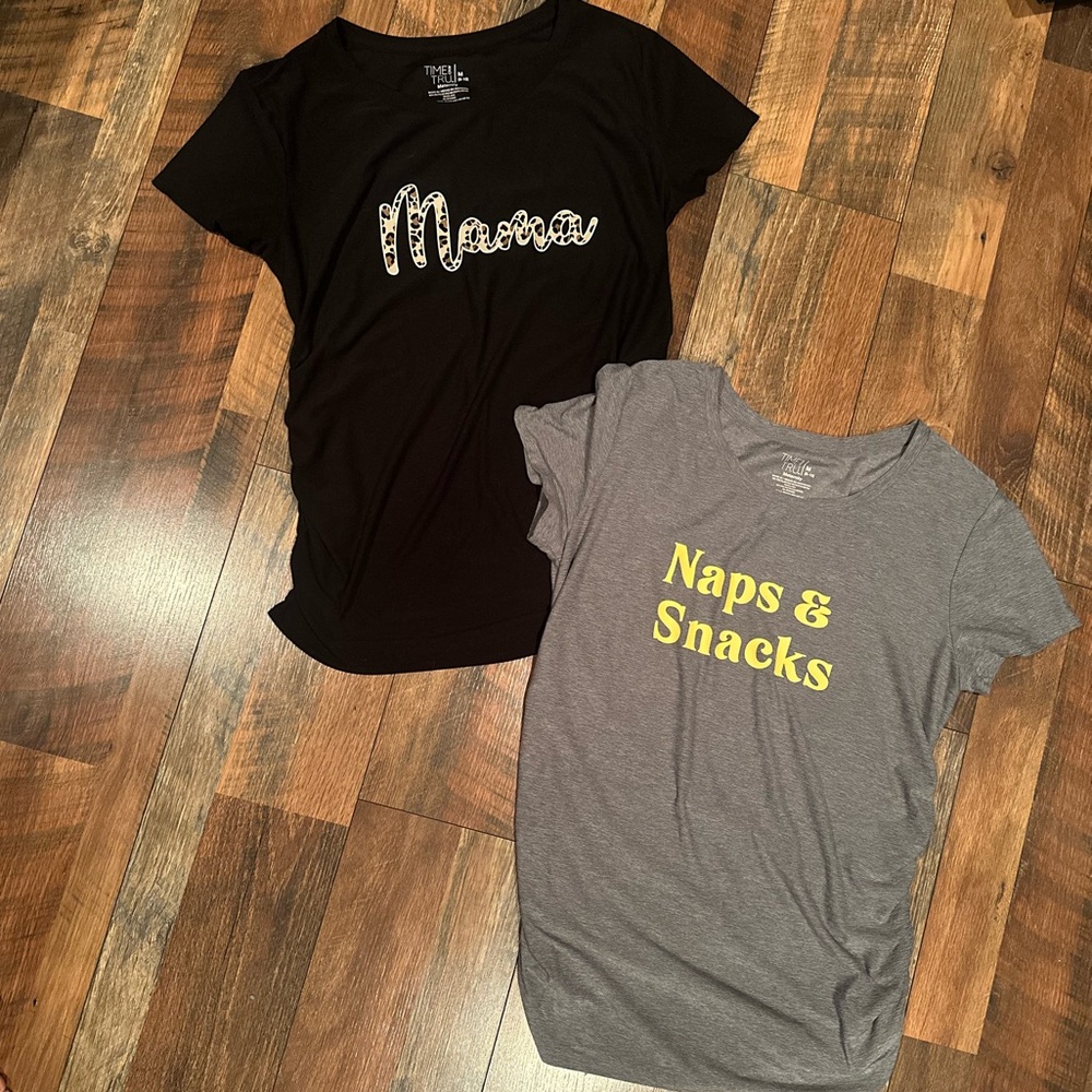 Time and Tru Maternity Tees - Black and Gray